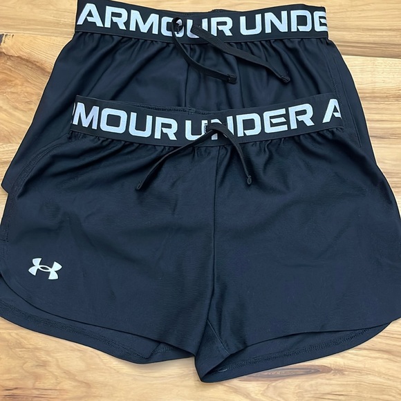 Girl’s Under Armour Play Up Shorts (2) Pairs - Color: Black - Size M - Picture 1 of 5